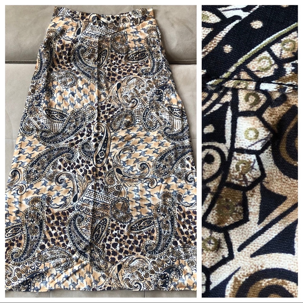 Leopard, Paisley, and Houndstooth print maxi skirt